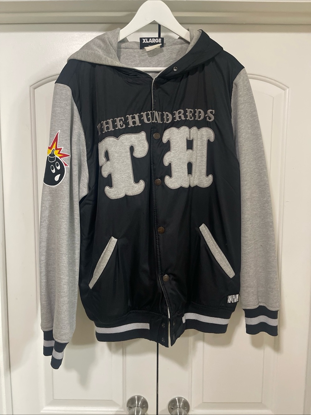 Men’s The Hundreds Black & Gray Varsity Hooded Jacket